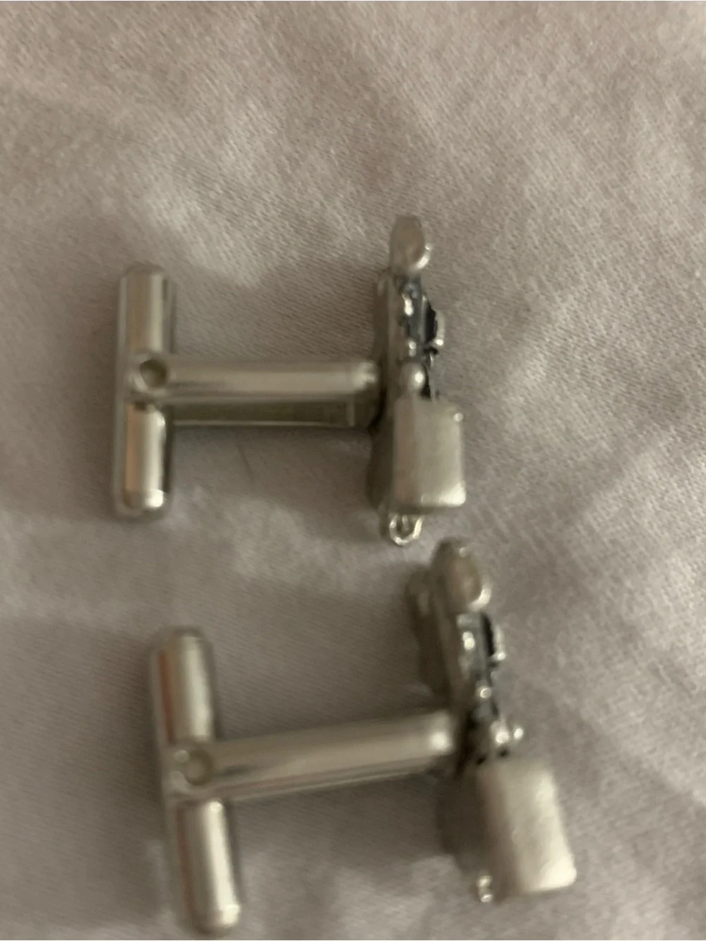 Vintage Stainless Silver TRAIN RR LOCOMOTIVE ENGINE Men's Cufflinks